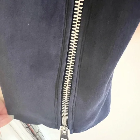 NWOT Theory Navy Velvet Moto Jacket w/Silver Details - Size M - Picture 7 of 8